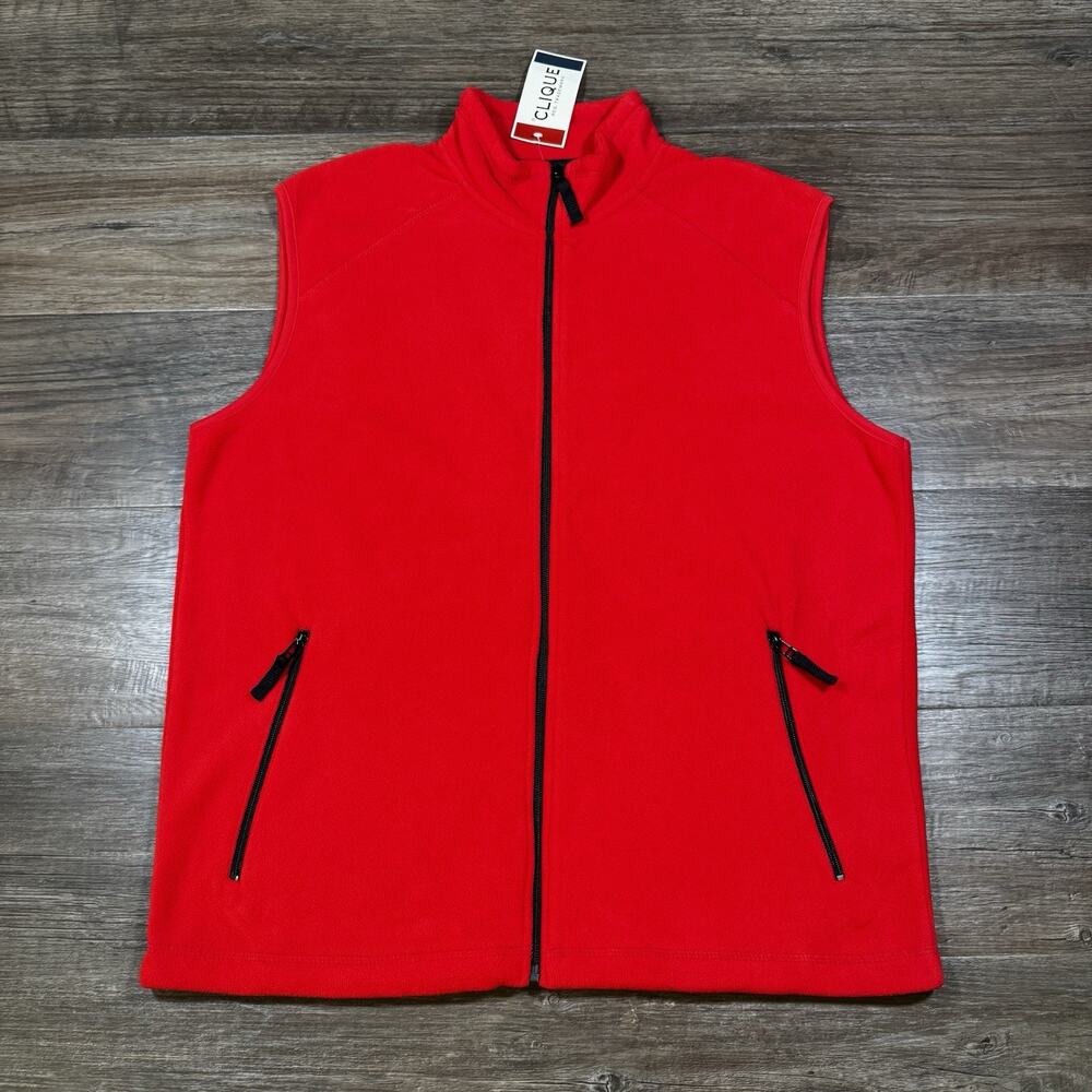 Clique Summit Performance Fleece Vest Mens Large Red Full Zip NWT MQO00026